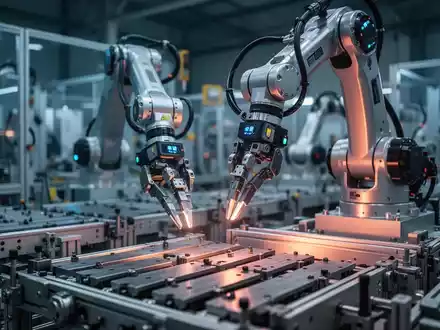 Ein moderner polyfunktionaler Roboterarm in einer automatisierten Fabrikumgebung mit präziser Sensortechnik. - Foto: über boerse-global.de