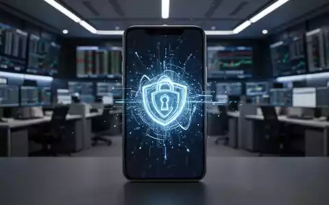 Smartphone-Bildschirm mit digitaler Sicherheitswarnung in einem dunklen, modernen Finanzbüro. - Foto: über boerse-global.de