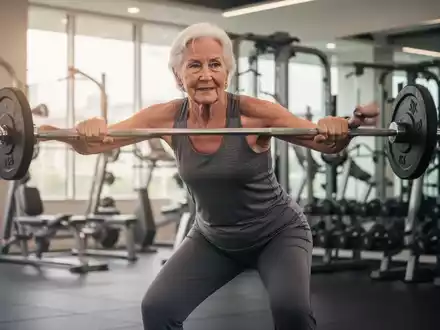Eine ältere Person beim gezielten Krafttraining in einem modernen Fitnessstudio zur Stärkung der Muskulatur. - Foto: über boerse-global.de