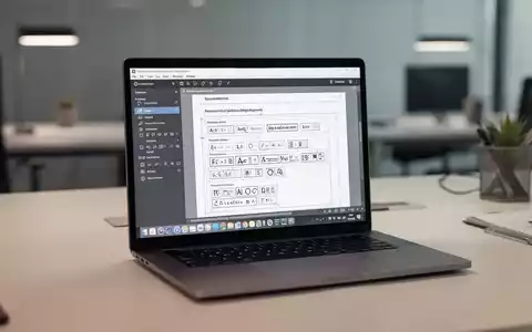 Moderner Arbeitsplatz mit einem Laptop, auf dem eine professionelle Textverarbeitungssoftware zur Dokumentenformatierung zu sehen ist. - Foto: über boerse-global.de