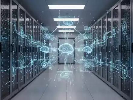 Abstrakte Visualisierung von KI-Agenten-Workflows mit vernetzten Datenströmen in einer modernen Serverumgebung. - Foto: über boerse-global.de