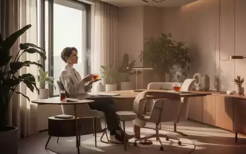 Eine Person sitzt entspannt in einem modernen, ruhigen Büro mit natürlichem Licht und Pflanzen zur mentalen Erholung. - Foto: über boerse-global.de