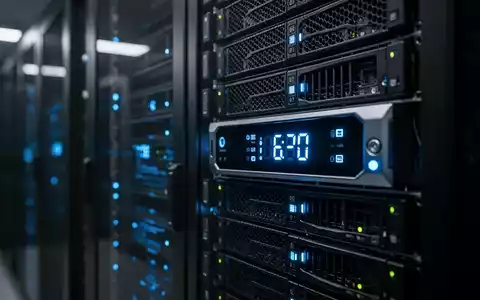 Nahaufnahme von Enterprise-Server-Hardware mit leuchtenden LEDs in einem modernen Rechenzentrum. - Foto: über boerse-global.de