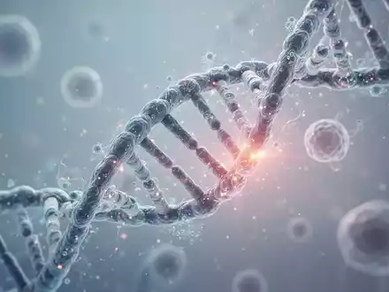 Abstrakte Darstellung einer DNA-Doppelhelix und biologischer Zellstrukturen als Symbol für genetische Forschung. - Foto: über boerse-global.de