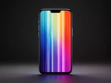 Modernes Smartphone mit lebendigem vertikalem Farbverlaufsstreifen-Hintergrund auf dem Bildschirm. - Foto: über boerse-global.de