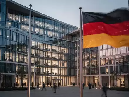 Modernes Regierungsgebäude in Berlin bei Dämmerung, symbolisch für politische Neuausrichtung und Ministeriumswechsel. - Foto: über boerse-global.de
