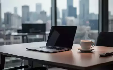 Ein moderner, aufgeräumter Homeoffice-Arbeitsplatz mit Laptop und Kaffeetasse vor einem Fenster. - Foto: über boerse-global.de