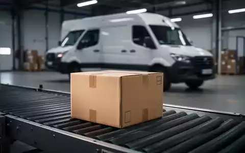 Ein Paket auf einem Förderband in einem modernen Logistikzentrum, das die Effizienz in der Zustellbranche symbolisiert. - Foto: über boerse-global.de