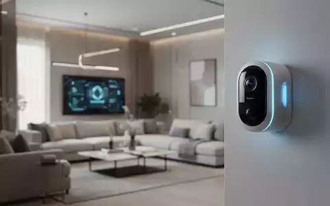 Moderne Smart-Home-Überwachungskamera in einem minimalistischen Wohnzimmer montiert. - Foto: über boerse-global.de
