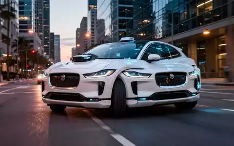 Ein autonomes Waymo-Fahrzeug auf einer modernen Stadtstraße bei Dämmerung. - Foto: über boerse-global.de
