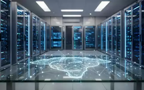 Moderner digitaler Bankenserverraum mit leuchtenden Netzwerkverbindungen, die Cybersicherheit und Datenverwaltung darstellen. - Foto: über boerse-global.de