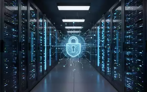 Moderne Server-Racks mit blauer Beleuchtung, die Cloud-Infrastruktur und Cybersicherheitsüberwachung darstellen. - Foto: über boerse-global.de