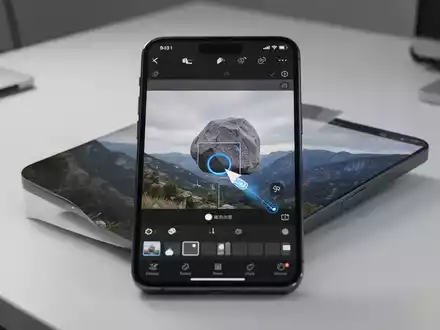 Ein Smartphone zeigt eine App zur KI-gestützten Bildbearbeitung, bei der ein störendes Objekt aus einem Foto entfernt wird. - Foto: über boerse-global.de