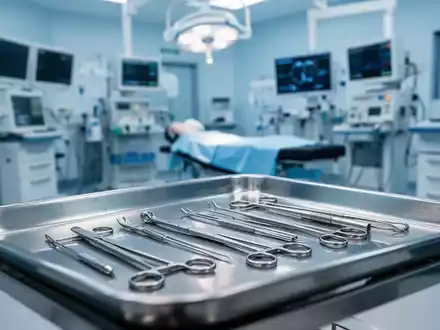 Moderner Operationssaal in einer orthopädischen Fachklinik mit medizinischen Instrumenten auf einem Edelstahltisch. - Foto: über boerse-global.de