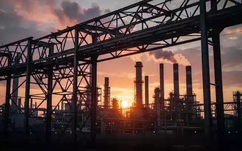 Industrielle Stahlwerk-Silhouette bei Sonnenuntergang als Symbol für die bürokratischen Herausforderungen von CBAM. - Foto: über boerse-global.de
