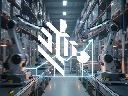 Abstrakte Darstellung moderner Logistik und automatisierter Lagertechnik mit dynamischer Beleuchtung. - Foto: über boerse-global.de