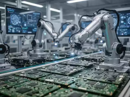 Moderne automatisierte Elektronikfertigung in einer Fabrik mit Fokus auf Leiterplatten. - Foto: über boerse-global.de