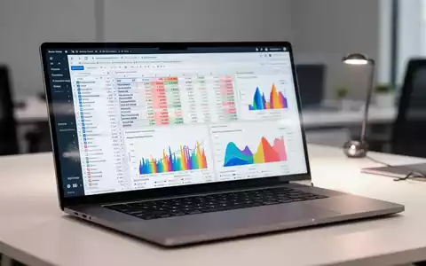 Laptop-Bildschirm mit komplexen Excel-Tabellen und Finanzdiagrammen in professionellem Büroumfeld. - Foto: über boerse-global.de