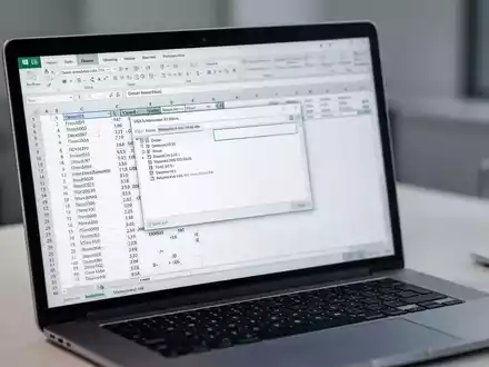 Nahaufnahme eines Laptops mit Tabellenkalkulations-Software und geöffnetem VBA-Editor zur Datenverarbeitung. - Foto: über boerse-global.de