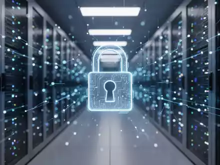 Serverraum mit digitaler Sicherheitsgrafik zur Veranschaulichung von TLS/SSL-Zertifikats-Widerrufen. - Foto: über boerse-global.de
