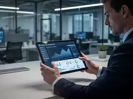 Geschäftsperson analysiert Lieferkettendaten auf einem Tablet in einem modernen, professionellen Büro. - Foto: über boerse-global.de