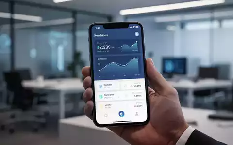 Ein Smartphone zeigt eine moderne Finanzübersicht in der Apple Wallet App in einer professionellen Büroumgebung. - Foto: über boerse-global.de