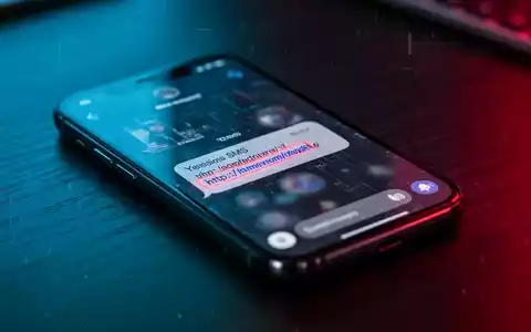 Ein Smartphone auf einem Schreibtisch mit einer verdächtigen SMS-Nachricht als Symbol für Online-Betrug. - Foto: über boerse-global.de