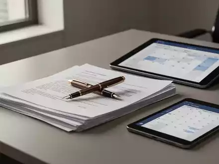 Ein moderner Schreibtisch mit juristischen Dokumenten, einem Füllfederhalter und einem digitalen Tablet. - Foto: über boerse-global.de
