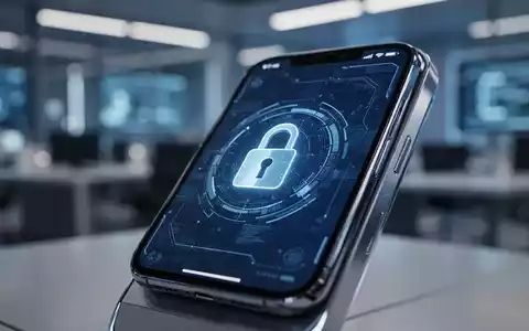 Ein modernes Smartphone mit einem Sicherheitssymbol auf dem Sperrbildschirm in einer professionellen Arbeitsumgebung. - Foto: über boerse-global.de