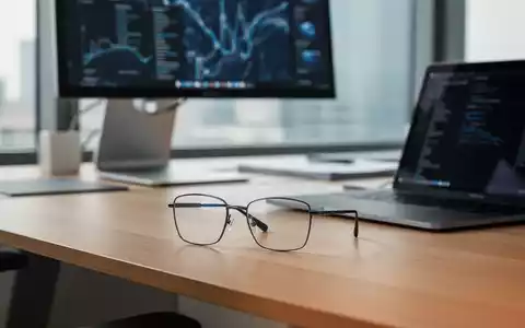 Eine hochwertige Brille auf einem modernen Schreibtisch vor einem Computerbildschirm in einem hellen Büro. - Foto: über boerse-global.de
