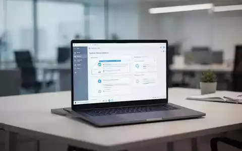 Moderner, minimalistischer Arbeitsplatz mit offenem Laptop, der professionelle Software zeigt, als Symbol für Open-Source-Produktivität. - Foto: über boerse-global.de
