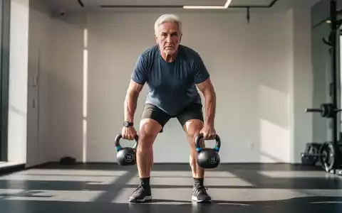 Eine Person über 50 Jahre führt in einem hellen Fitnessstudio konzentriert ein Farmer's Carry Training aus. - Foto: über boerse-global.de