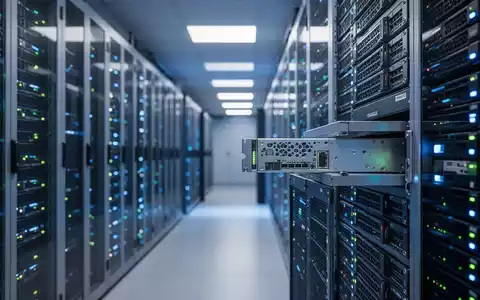 Reihen von Unternehmensserver-Racks in einer gesicherten, beleuchteten Rechenzentrumsumgebung. - Foto: über boerse-global.de