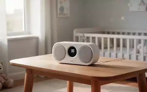 Ein minimalistisches, kindgerechtes Audiogerät auf einem hellen Holztisch in einem modernen Kinderzimmer. - Foto: über boerse-global.de