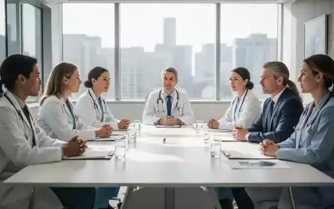 Fachleute aus Gesundheitswesen und Verwaltung im professionellen Austausch an einem Konferenztisch. - Foto: über boerse-global.de