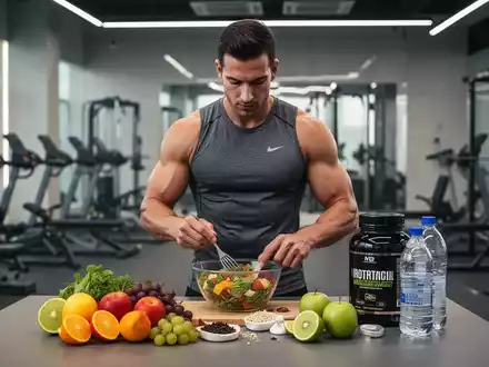 Ein Sportler bereitet nach dem Training eine gesunde Mahlzeit in einer modernen Küche zu, Fokus auf frische Nährstoffe. - Foto: über boerse-global.de