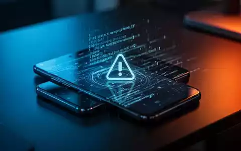 Ein Smartphone auf einem dunklen Schreibtisch mit digitaler Code-Projektion als Symbol für eine Cyber-Bedrohung. - Foto: über boerse-global.de