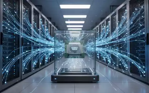 Modernes Rechenzentrum mit leuchtenden Glasfaserkabeln und Server-Racks als Symbol für die KI-Wettbewerbslandschaft. - Foto: über boerse-global.de