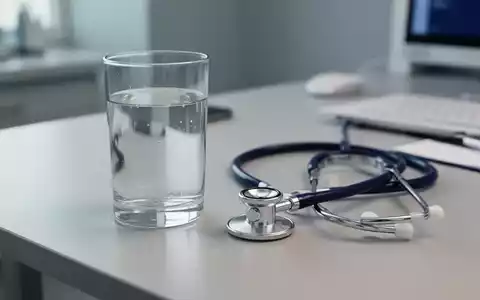 Ein Glas Wasser neben einem medizinischen Stethoskop auf einem klinischen Schreibtisch. - Foto: über boerse-global.de