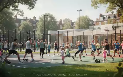 Menschen unterschiedlichen Alters bei gemeinschaftlichen Sport- und Fitnessübungen in einer modernen Außenanlage. - Foto: über boerse-global.de