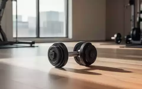 Ein minimalistisches Fitnessstudio mit einer Hantel auf einem Holzboden bei weichem, natürlichem Licht. - Foto: über boerse-global.de