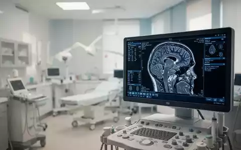 Ein medizinischer Monitor zeigt eine Gehirnaufnahme in einer modernen klinischen Umgebung. - Foto: über boerse-global.de