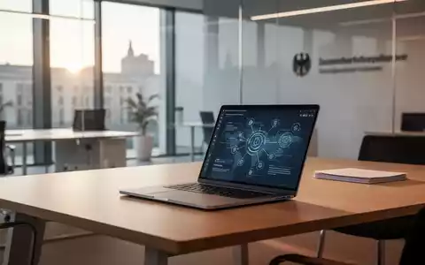 Moderner Büroarbeitsplatz mit Laptop als Symbol für die Digitalisierung der deutschen Verwaltung. - Foto: über boerse-global.de
