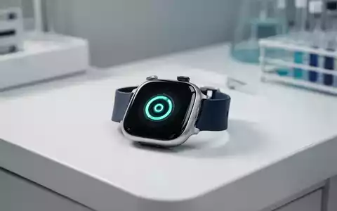 Eine moderne Smartwatch auf einer sterilen, weißen Oberfläche, die digitale Gesundheitsüberwachung symbolisiert. - Foto: über boerse-global.de