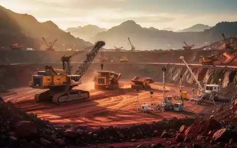 Moderne Kupfermine in einer Berglandschaft mit Bergbaumaschinen bei Sonnenuntergang. - Foto: über boerse-global.de