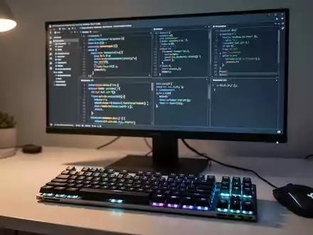 Moderner Computerarbeitsplatz mit minimalistischem Markdown-Editor auf dem Bildschirm, der Produktivität und Softwaredesign betont. - Foto: über boerse-global.de