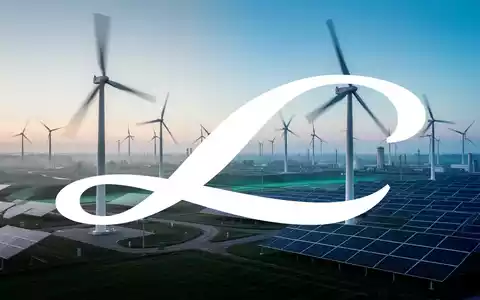 Moderne Windkraftanlagen und Solarpaneele in einer sauberen Industrielandschaft bei Sonnenaufgang. - Foto: über boerse-global.de