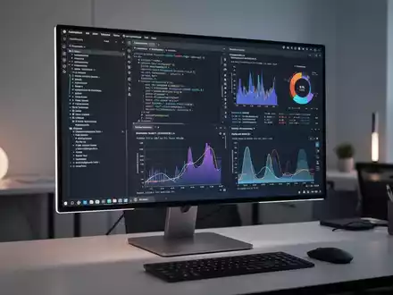 Moderne professionelle Workstation mit Linux-Desktop, Code und Datenvisualisierungen. - Foto: über boerse-global.de