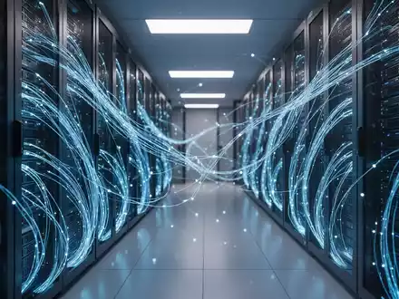 Glühender Serverraum, der KI-Infrastruktur und technologische Innovation repräsentiert. - Foto: über boerse-global.de
