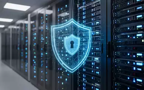 Digitales Sicherheitssymbol vor einem modernen Serverraum, das die IT-Sicherheitsinfrastruktur von Microsoft visualisiert. - Foto: über boerse-global.de